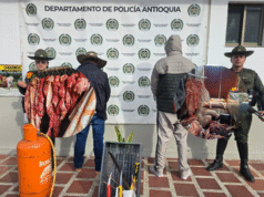 Policía Nacional en Antioquia capturó a dos personas e incautó más de 1.800 kilos de carne en zona rural de Donmatías.